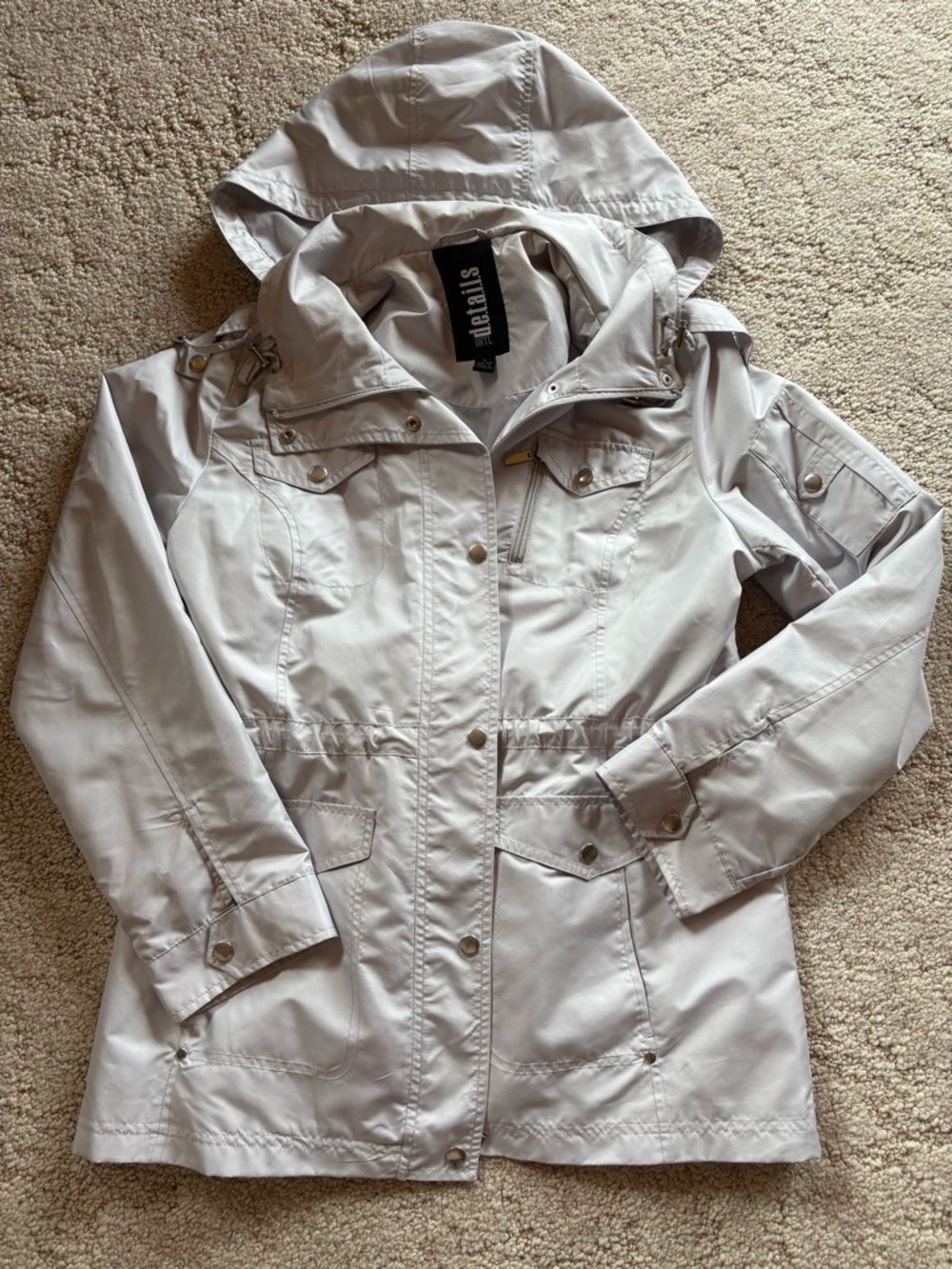 Women's Light Gray Hooded Spring Utility Jacket